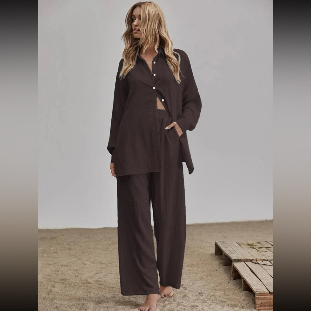 Brown blouse and pant set